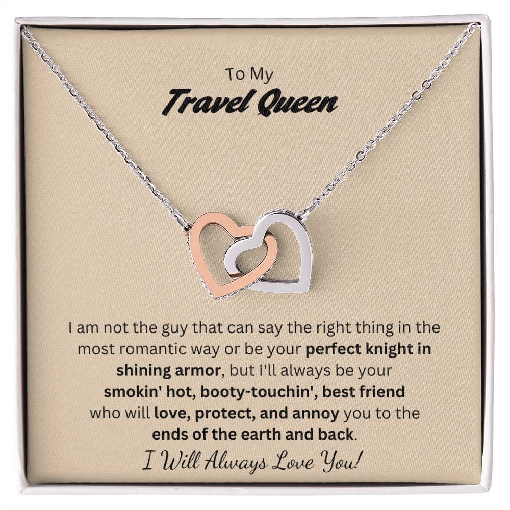 Interlocking Hearts Necklace For Your Travel Loving Wife or Girlfriend