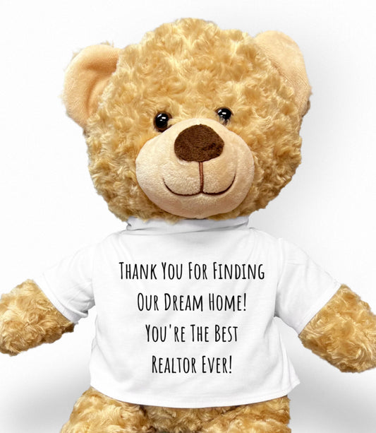 Realtor Thank You Teddy Bear, Realtor Thank You Gift, Custom Teddy Bear Gift, Realtor Gift, Real Estate Agent Gift, Teddy Bear Gift