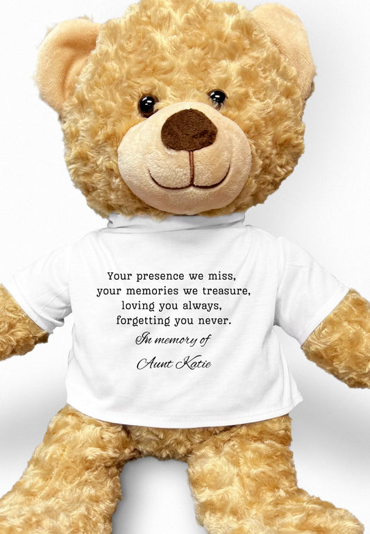 Custom Memory Bear, Sympathy Bear, Memory Teddy Bear, Loss of Loved One, Sympathy Gift, Customizable Memorial Gift, Loss of Parent, Friend