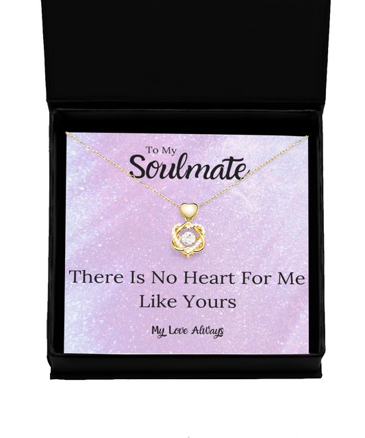 To My Soulmate Heart Love Knot Gold Necklace - Necklace for Wife, Necklace for Girlfriend, Gold Necklaces, Necklace For Her