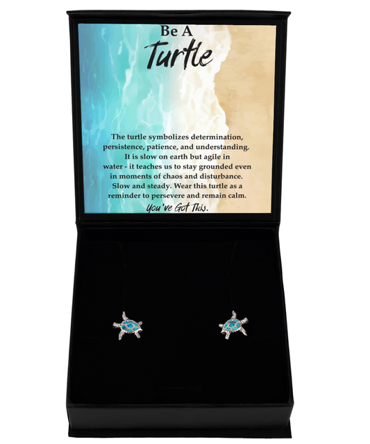 Blue Opal Sea Turtle Earrings, Silver Turtle Earrings, Sterling Silver Earrings,  Blue And Silver Turtle Earrings, Gift For Turtle Lover