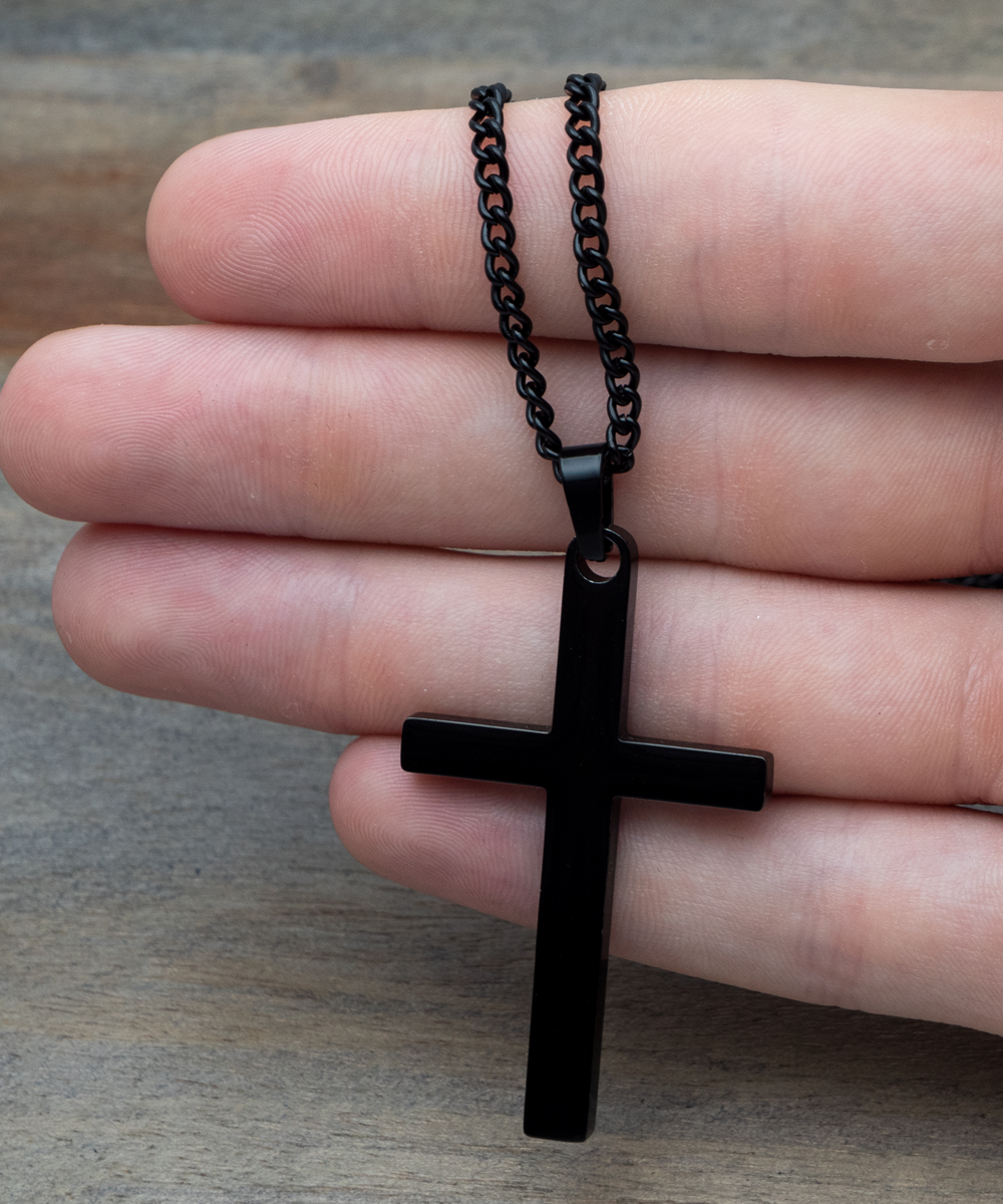 Men's Black Cross Necklace, Black Cross Pendant, Black Cross, Men's Necklace, Gift for Husband, Gift for Boyfriend