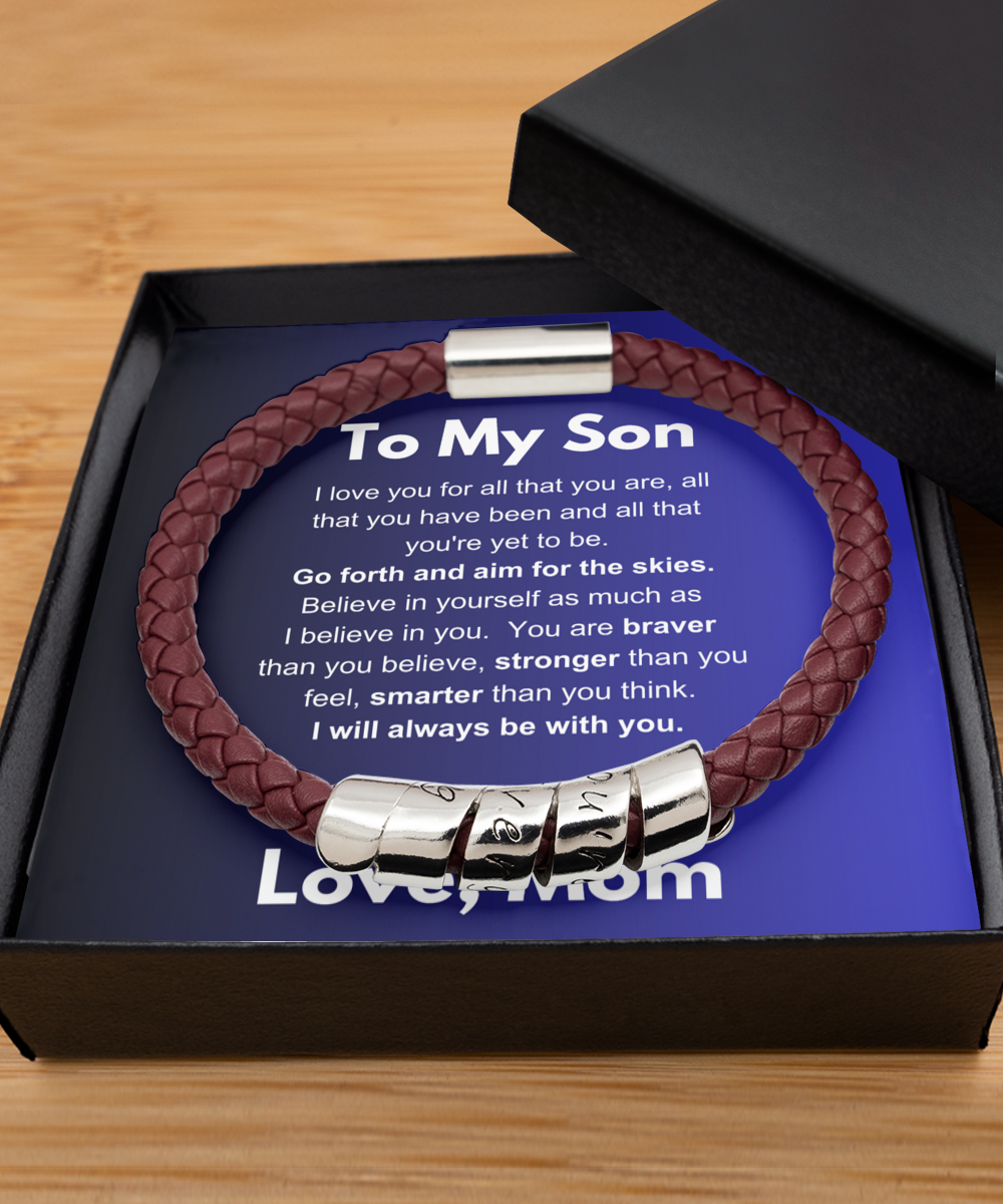 Son Gift From Mom, Leather Bracelet For Son, Son Gift From Mom, Son Birthday Gift, Son Graduation Gift