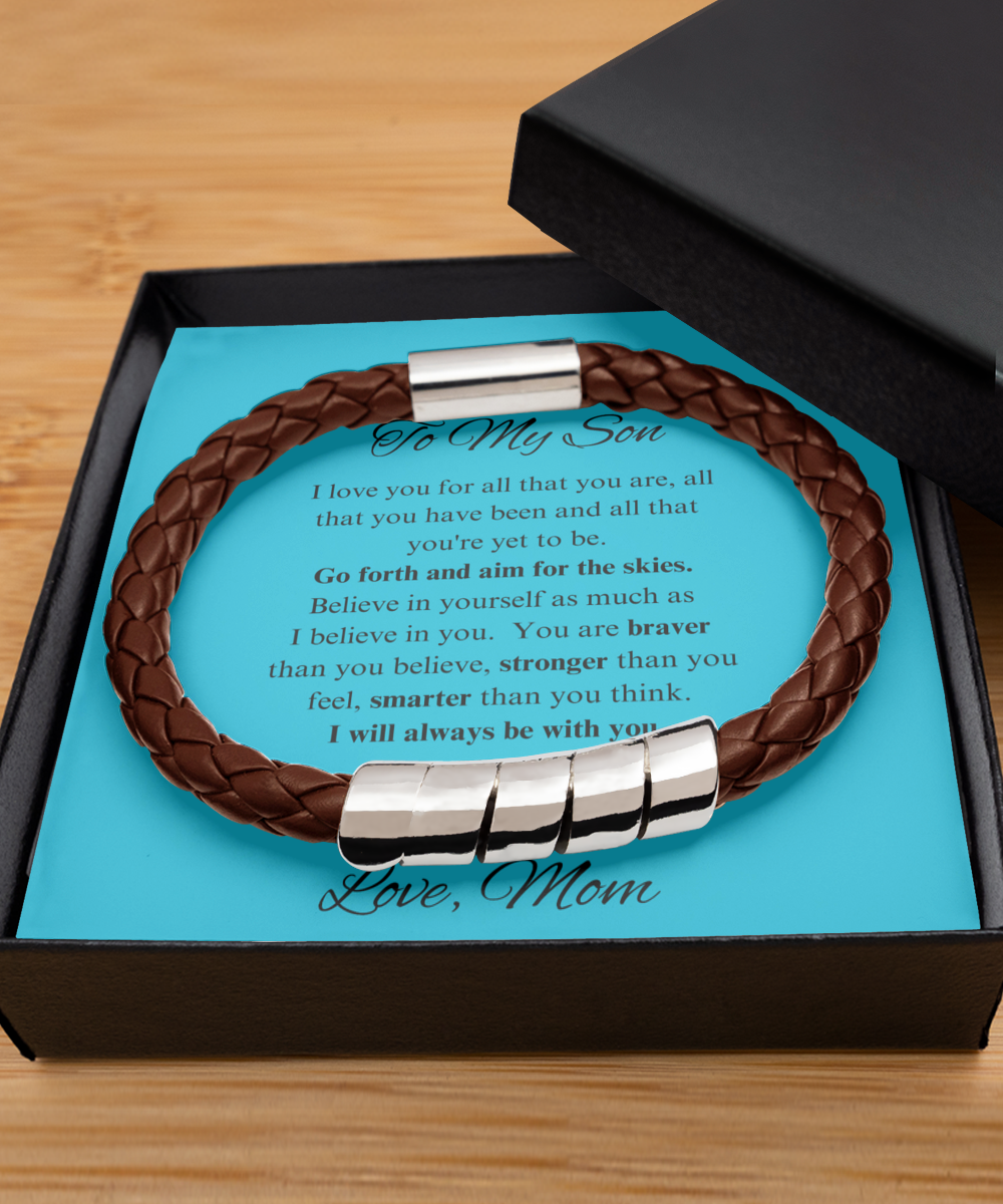 Gift For Son From Mom, Leather Bracelet For Son, Son Gift From Mom, Son Birthday Gift, Son Graduation Gift