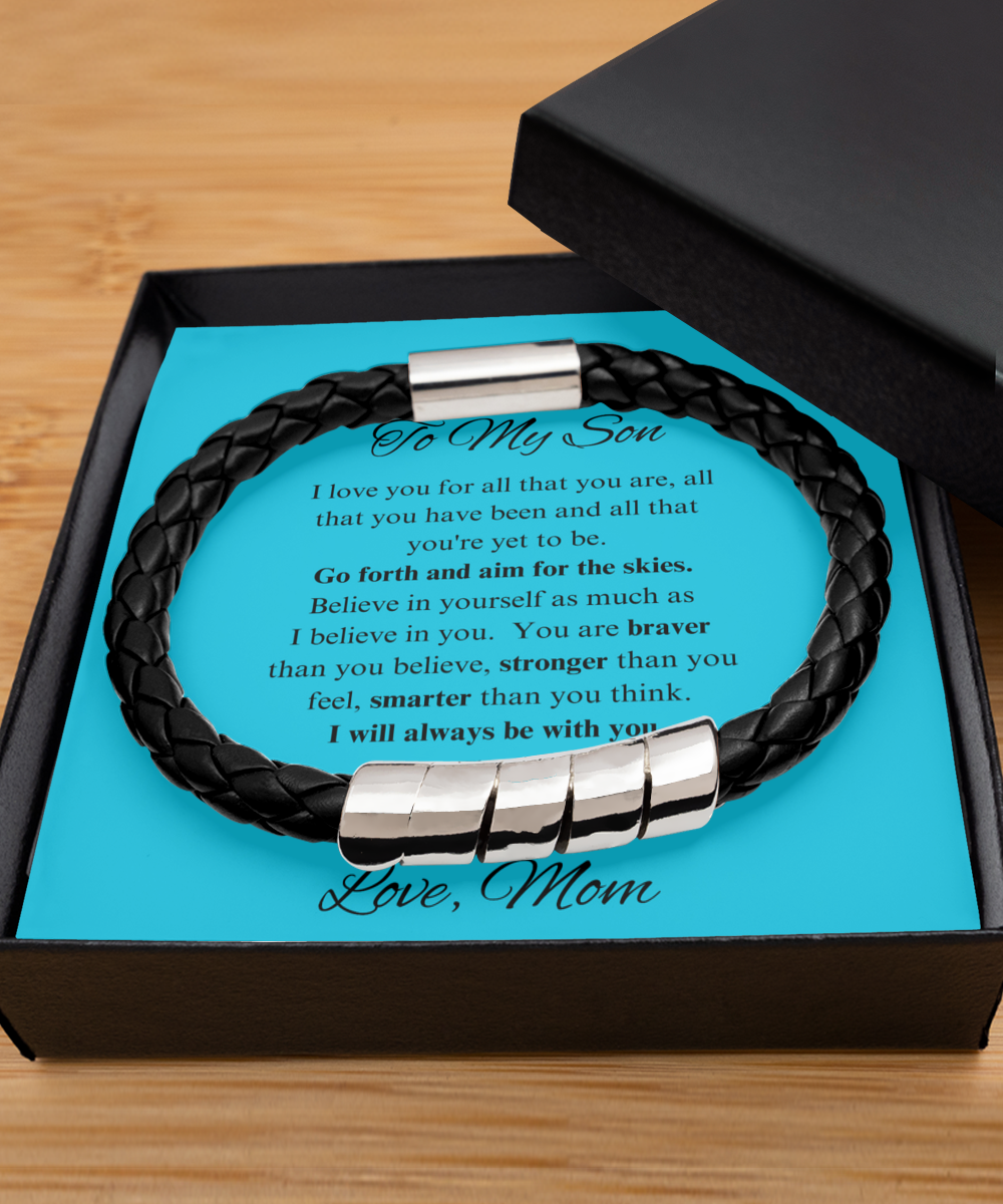 Gift For Son From Mom, Leather Bracelet For Son, Son Gift From Mom, Son Birthday Gift, Son Graduation Gift