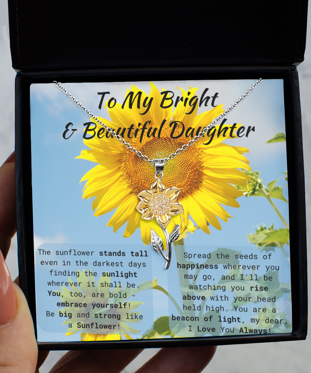 Sunflower Necklace For Daughter, Sunflower Necklace, Daughter Necklace From Mom, Sunflower Gift From Dad, Graduation Gift For Daughter