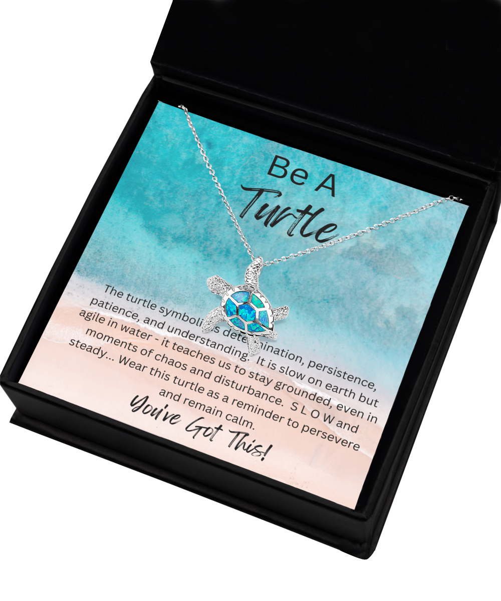 Blue Opal Sea Turtle Necklace, Silver Turtle Necklace, Blue and Silver Turtle Necklace, Sterling Silver Necklace, Gift For Turtle Lover, Turtle Inspiration Gift, Hawaiian Turtle Necklace, Turtle Necklace for Woman