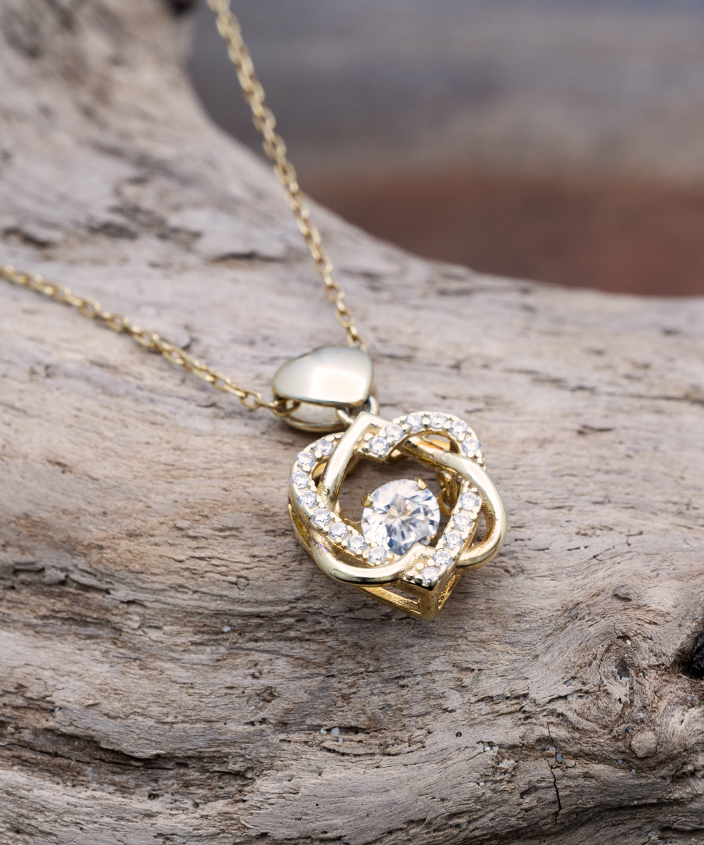To My Soulmate Heart Love Knot Gold Necklace - Necklace for Wife, Necklace for Girlfriend, Gold Necklaces, Necklace For Her